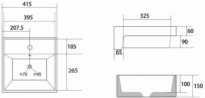 Раковина Abber Rechteck 41 AC2208 Белая