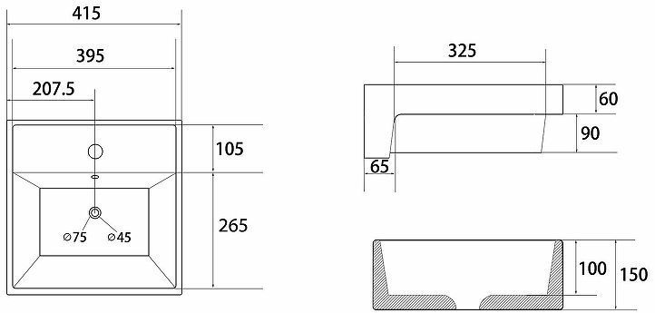 Раковина Abber Rechteck 41 AC2208 Белая