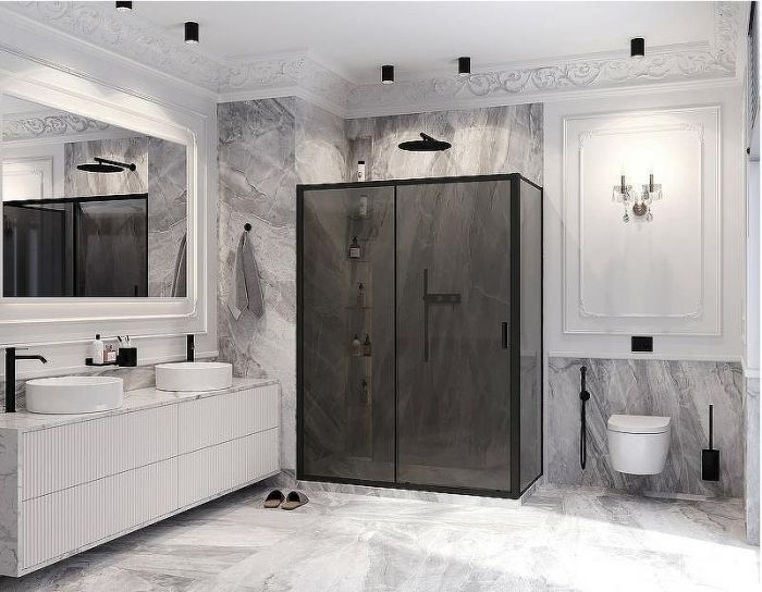 Душевой уголок Ambassador Forsa 130х80 17022219ABB-80ABB профиль Черный стекло тонированное