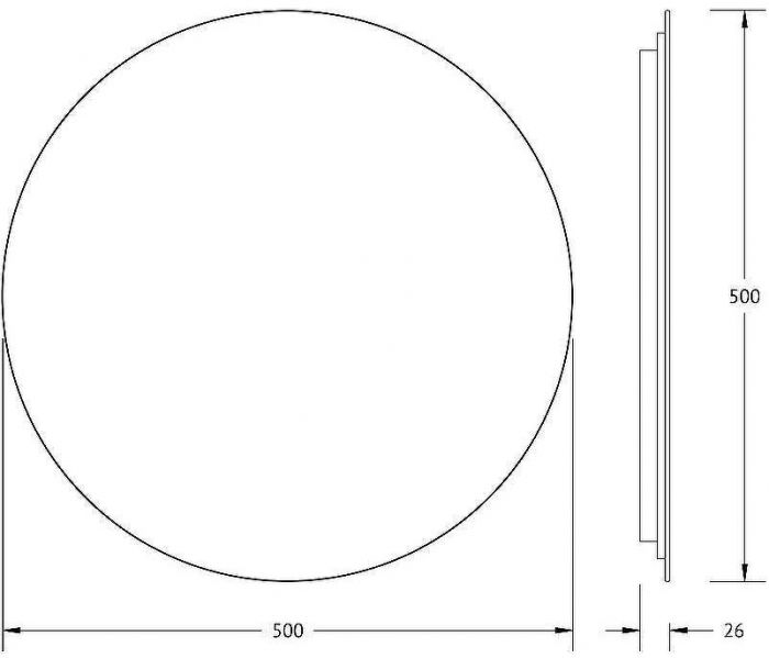 Зеркало Defesto Opti 50x50 DF 2842S с подсветкой 12W-4500К/Сенсорный выключатель/Нейтральный белый свет
