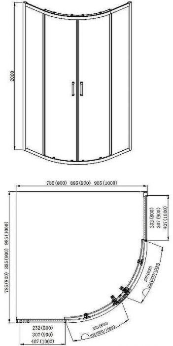 Душевой уголок Aquatek 90х90 AQ ARI RO 09020CH профиль Хром стекло прозрачное