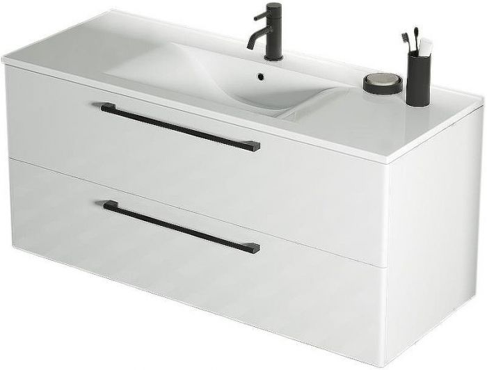 Тумба с раковиной SanVit Сити 120 ksity120 в цвете Ral подвесная Белая глянцевая
