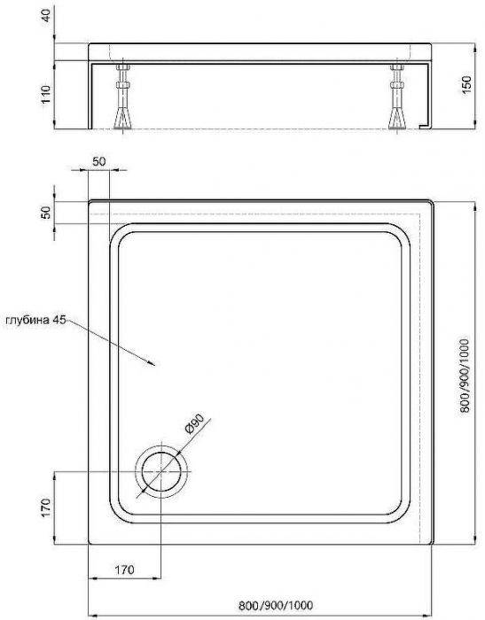 Акриловый поддон для душа Aquatek 80x80 DPA-0000008 Белый
