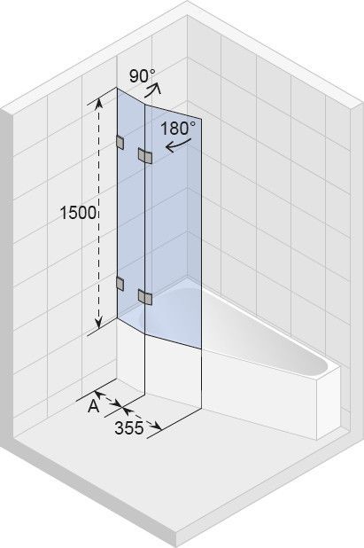 Шторка для ванны RIHO SCANDIC S500-DELTA 150/160 L/R, GC63200