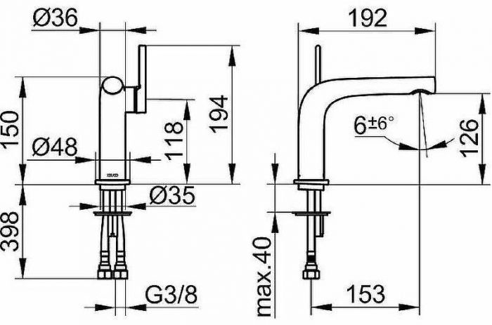 Смеситель для раковины Keuco Edition 400 51504 010102 Хром