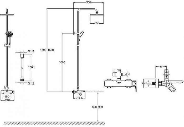Душевая система Jacob Delafon Aleo E26809-CP Хром