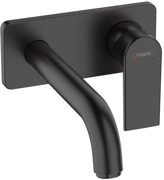 Hansgrohe Vernis Shap Смеситель для раковины, настенный, излив 204 мм, внешняя часть, цвет: матовый черный