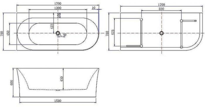 Акриловая ванна Allen Brau Priority 4 170x78 L 2.31004.21A без гидромассажа