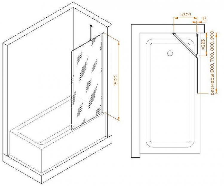 Шторка на ванну RGW Screens SC-151 80х150 351115108-31 профиль Хром стекло тонированное Шторка на ванну RGW Screens SC-151 80х150 351115108-31 профиль Хром стекло тонированное
