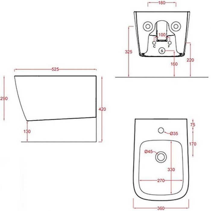 Биде Artceram A16 ASB001 05 00 подвесное Белое матовое