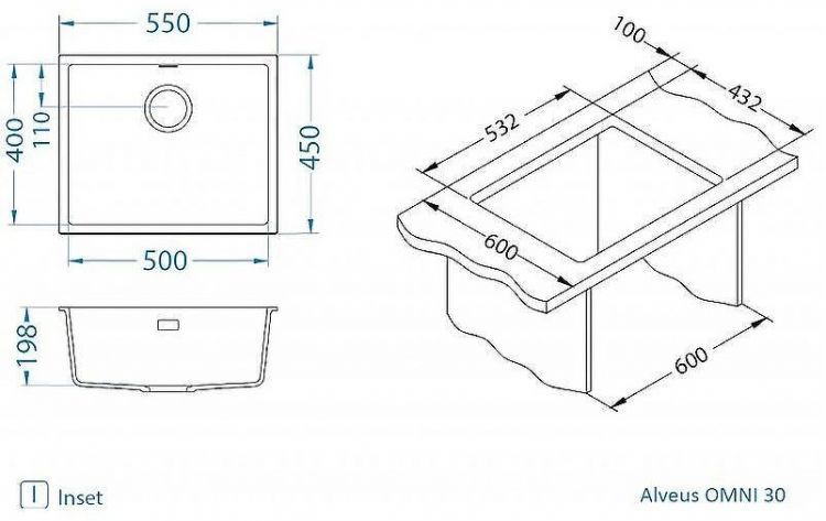 Кухонная мойка Alveus Granital Omni 30 Carbon G91 550x450x198 1150055 Черная Кухонная мойка Alveus Granital Omni 30 Carbon G91 550x450x198 1150055 Черная