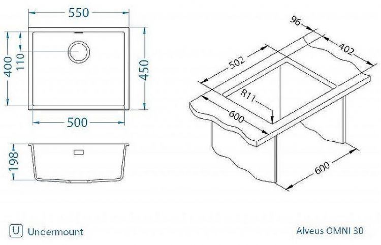 Кухонная мойка Alveus Granital Omni 30 Carbon G91 550x450x198 1150055 Черная Кухонная мойка Alveus Granital Omni 30 Carbon G91 550x450x198 1150055 Черная