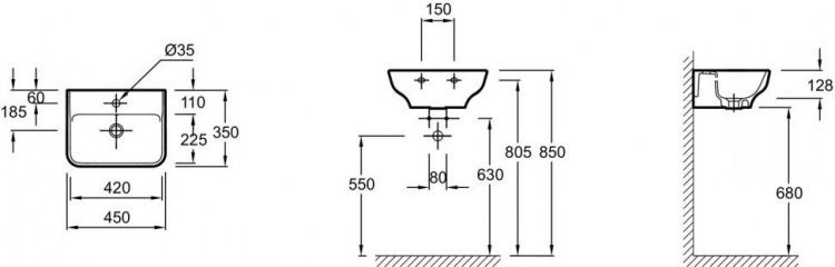 Раковина Jacob Delafon Struktura 45 см EGH111-00, белый Раковина Jacob Delafon Struktura 45 см EGH111-00, белый