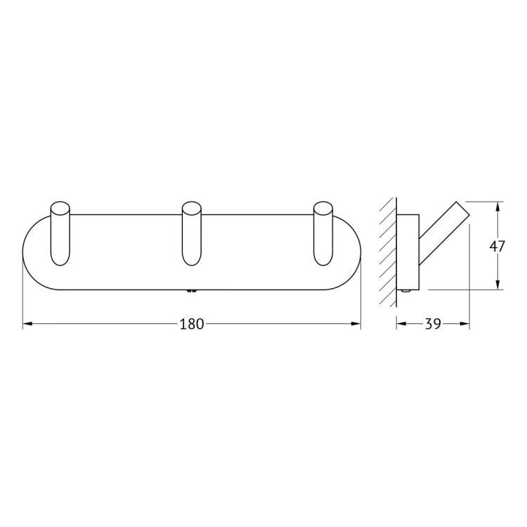 Планка с 3-мя крючками 18 см HAR 002