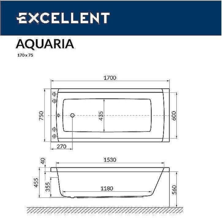 Акриловая ванна Excellent Aquaria 170x75 WAEX.AQU17.ULTRA.GL с гидромассажем