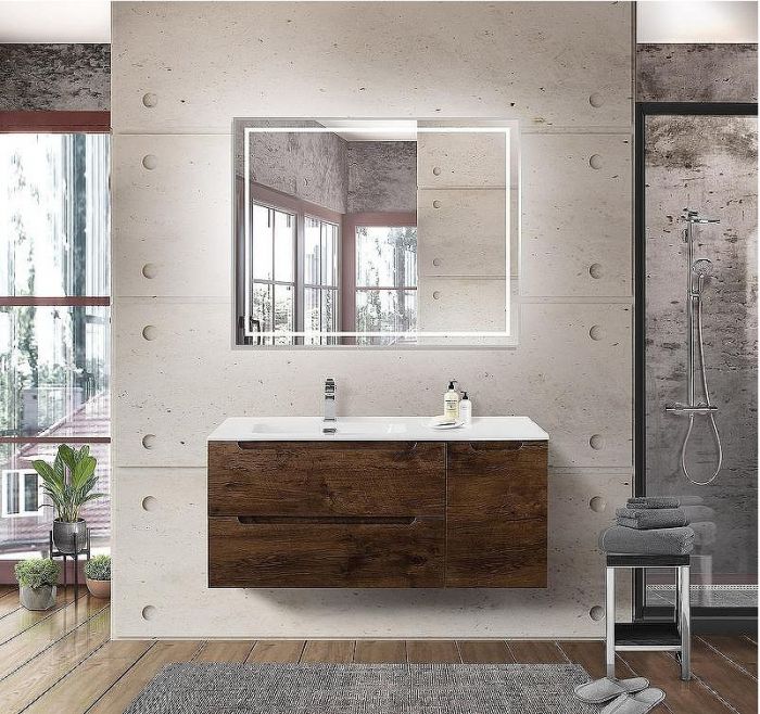 Тумба под раковину BelBagno Etna 100 L ETNA-1000-2C-1A-SO-RW-L подвесная Rovere Moro