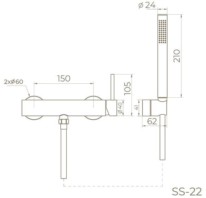 Смеситель для душа Knotlor Eclipse SS-22/RB цвет Бронза