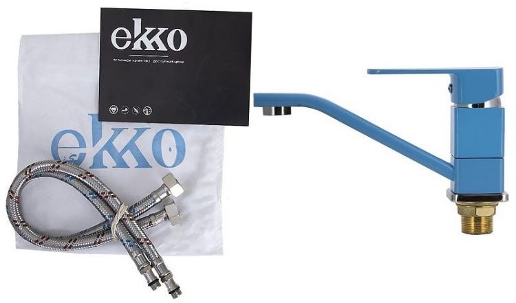 Смеситель для раковины Ekko E45304 цвет Хром Синий