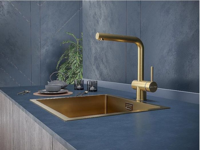 Смеситель для кухни Paulmark Dosse Do214418-BG Брашированное золото