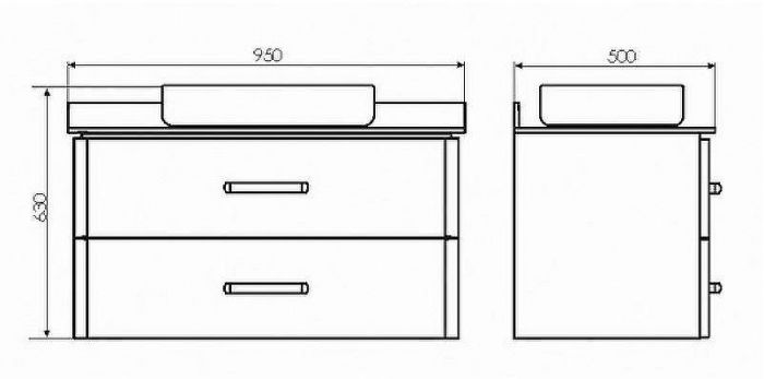 Тумба с раковиной Comforty Амстердам 95 00-00014001 подвесная Белая глянцевая Калакатта Блэк