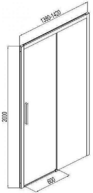 Душевая дверь Aquanet Pleasure AE60-N-140H200U-BT 140 225500 профиль Черный матовый стекло прозрачное