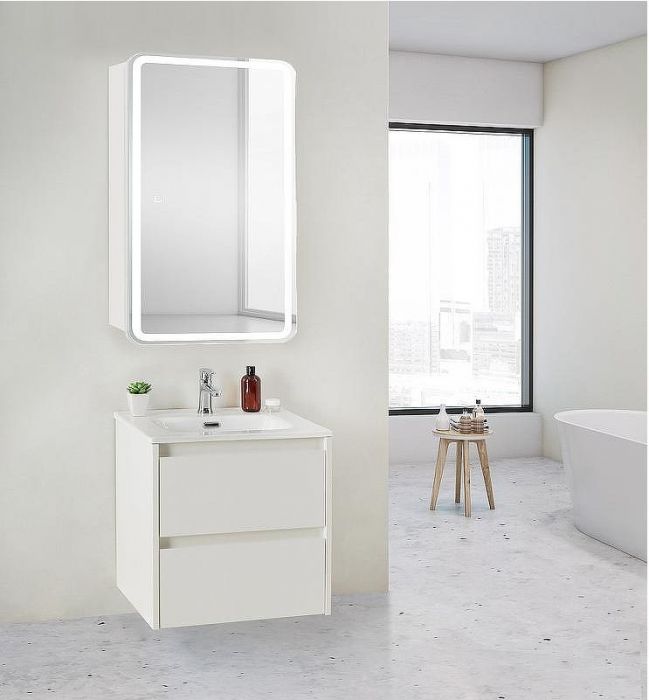 Зеркальный шкаф BelBagno Marino 50 SPC-MAR-500/800-1A-LED-TCH с подсветкой Белый