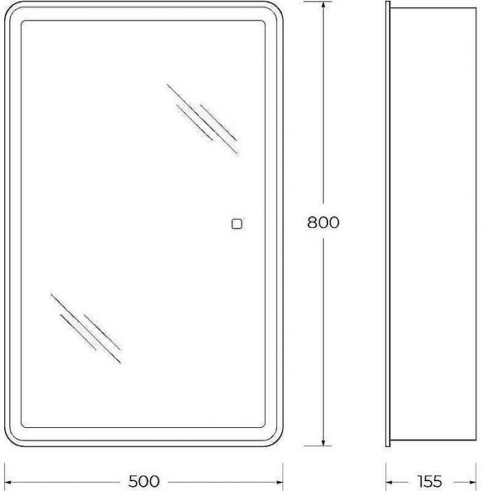 Зеркальный шкаф BelBagno Marino 50 SPC-MAR-500/800-1A-LED-TCH с подсветкой Белый