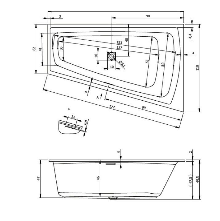 Акриловая ванна Riho Still Smart L 170x110, BR0400500000000