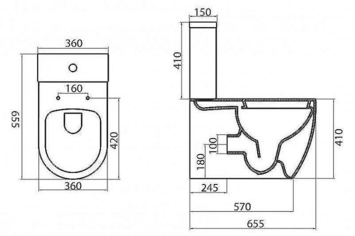 Унитаз компакт BelBagno Marino BB105CPR/BB105SC без бачка с сиденьем Микролифт