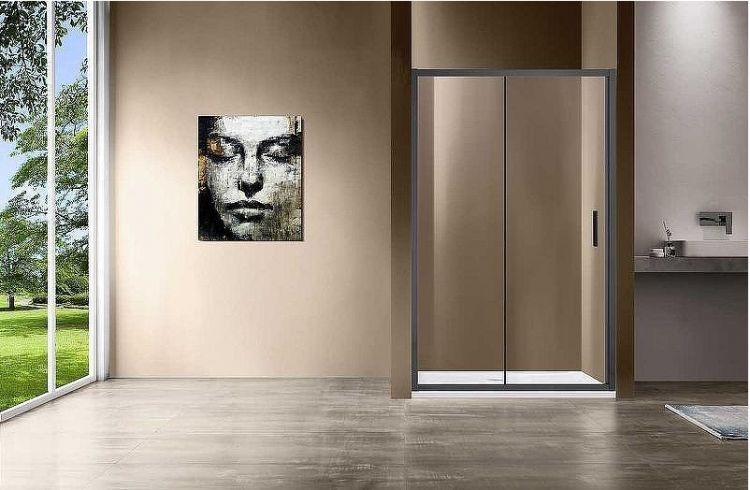 Душевая дверь Vincea Garda 135 VDS-1G135CLGM профиль Вороненая сталь стекло прозрачное