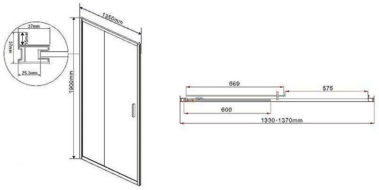 Душевая дверь Vincea Garda 135 VDS-1G135CLGM профиль Вороненая сталь стекло прозрачное