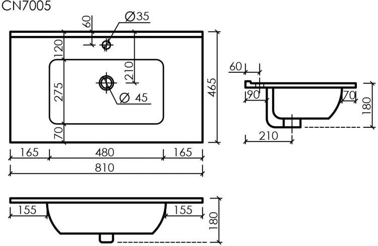 Раковина накладная SANCOS Element, белый 810х465х180мм, CN7005