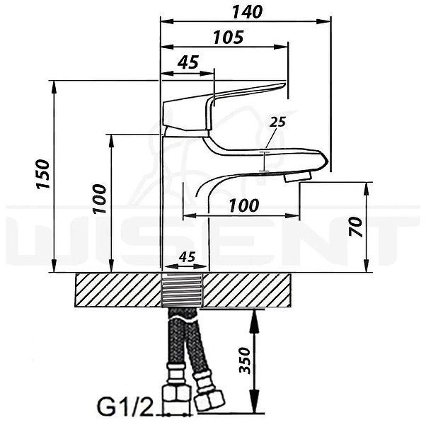 Смеситель для раковины Wisent WP10202 цвет Хром