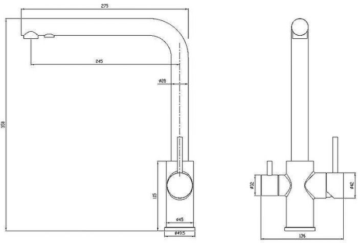 Смеситель для кухни Milacio Ultra MCU.553.SS Нержавеющая сталь