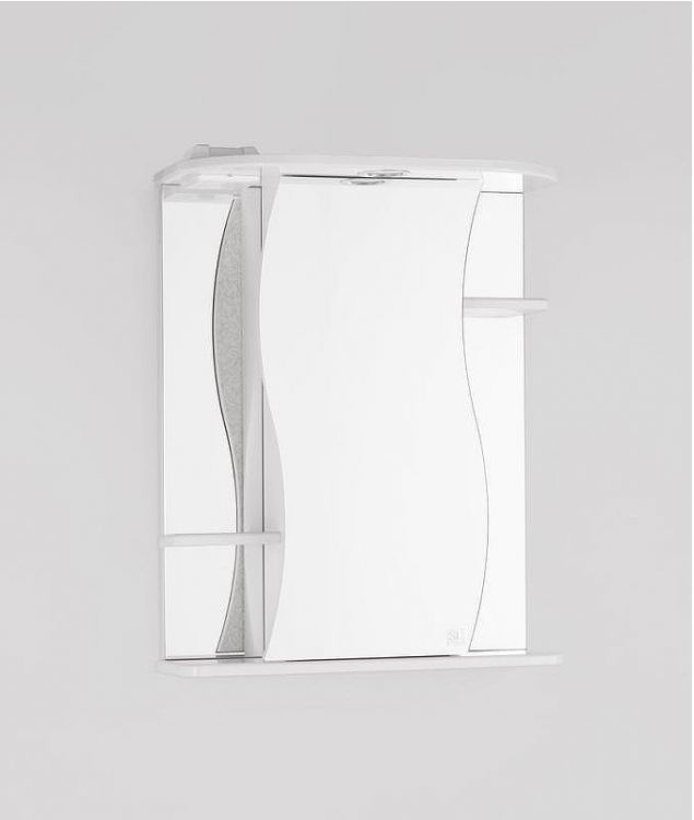 Зеркальный шкаф Style Line Эко волна Лилия 55 С с подсветкой Белый глянец