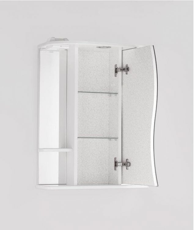 Зеркальный шкаф Style Line Эко волна Лилия 55 С с подсветкой Белый глянец