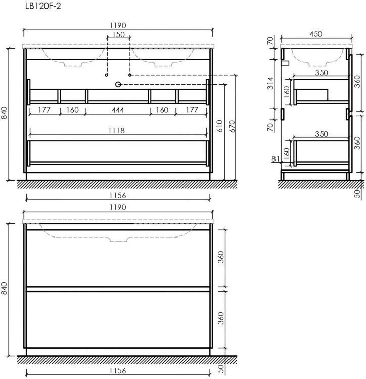 Тумба напольная под раковину SANCOS Libra Floor, дуб чарльстон 1190х450х840 мм, LB120F-2ECH