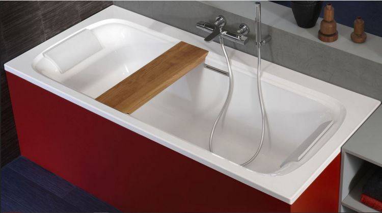 Акриловая ванна Jacob Delafon Elite 180x80 со щелевидным сливом в комплекте с сиденьем и  подголовниками