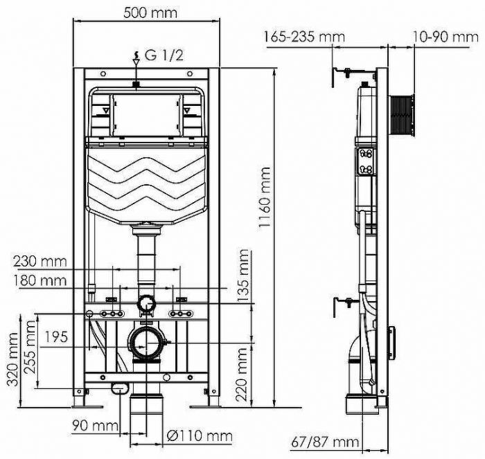 Инсталляция WasserKRAFT Aller 10TLT.010.ME.CH01 для унитаза с клавишей смыва Хром