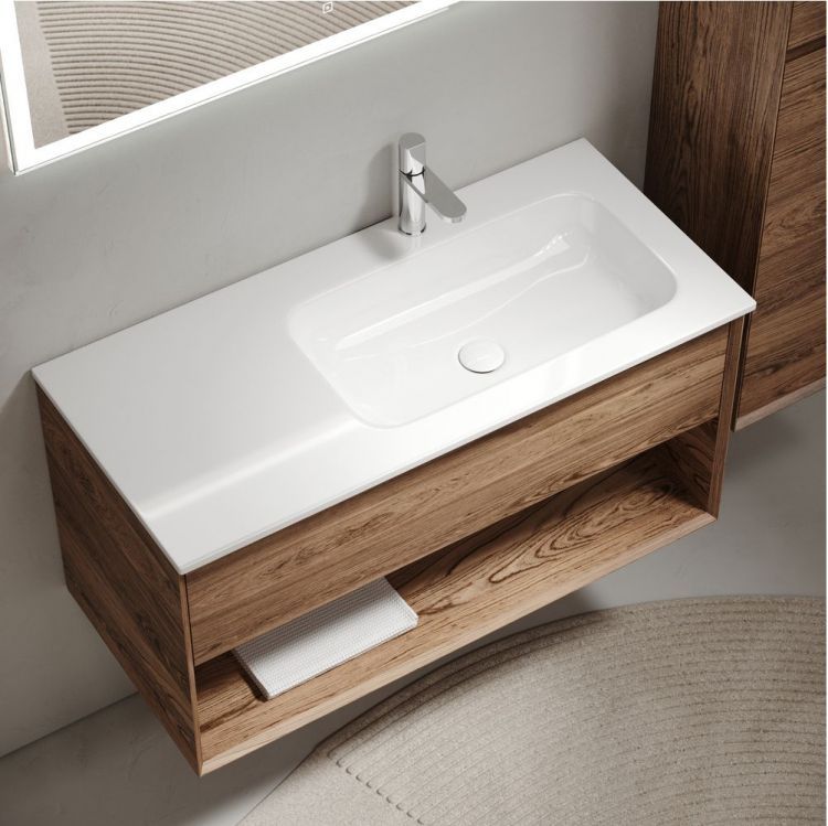 Тумба подвесная SANCOS под раковину правая Marmi 1.0, дуб чарльстон 995х445х520, MR1.0100RECH