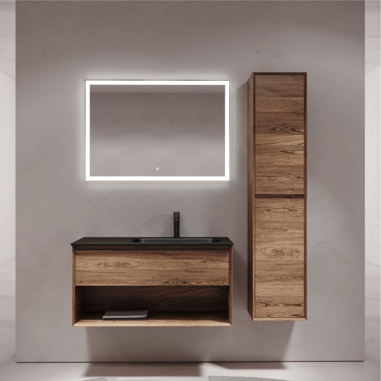 Тумба подвесная SANCOS под раковину правая Marmi 1.0, дуб чарльстон 995х445х520, MR1.0100RECH