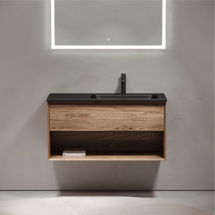 Тумба подвесная SANCOS под раковину правая Marmi 1.0, дуб чарльстон 995х445х520, MR1.0100RECH