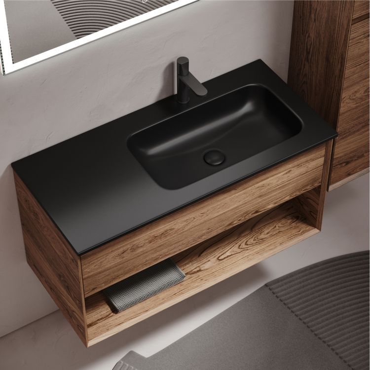 Тумба подвесная SANCOS под раковину правая Marmi 1.0, дуб чарльстон 995х445х520, MR1.0100RECH