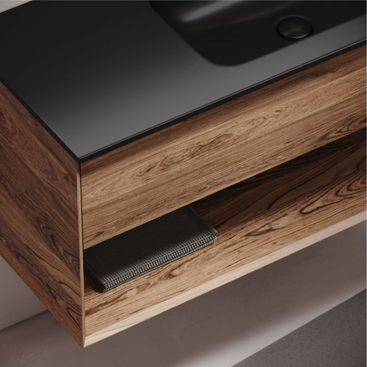 Тумба подвесная SANCOS под раковину правая Marmi 1.0, дуб чарльстон 995х445х520, MR1.0100RECH