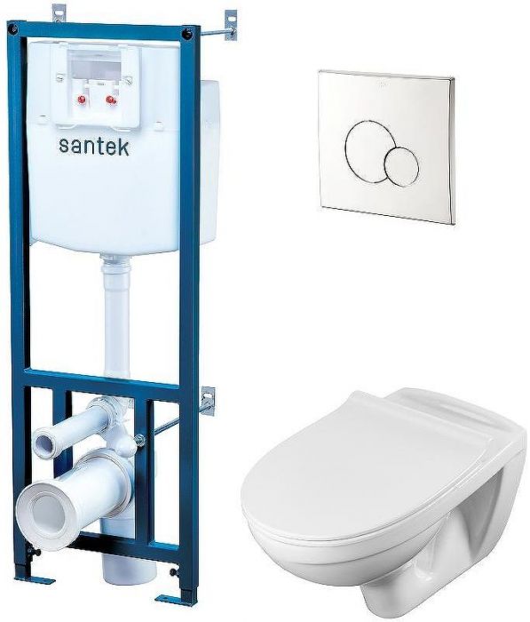 Комплект унитаза с инсталляцией Santek Бореаль Пэк 1WH501544 с сиденьем Микролифт и клавишей смыва Хром