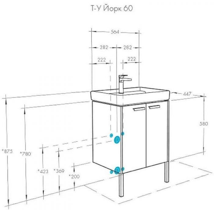 Тумба под раковину Aquaton Йорк 56 1A170201YOAY0 Белая Выбеленное дерево