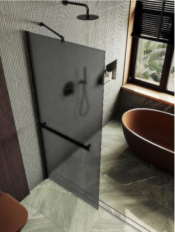 Душевая перегородка Maybah Glass MGD-736-6ш 890x1950 в широком профиле Черный стекло графитовое матовое