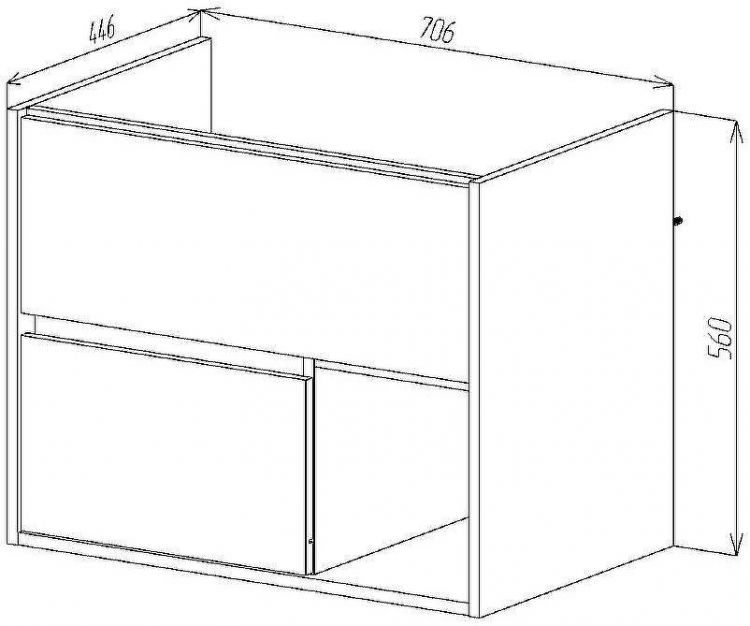 Тумба под раковину VIANT Люксембург 75 VLUX75ELCH-T2YP подвесная Черная матовая Кейптаун