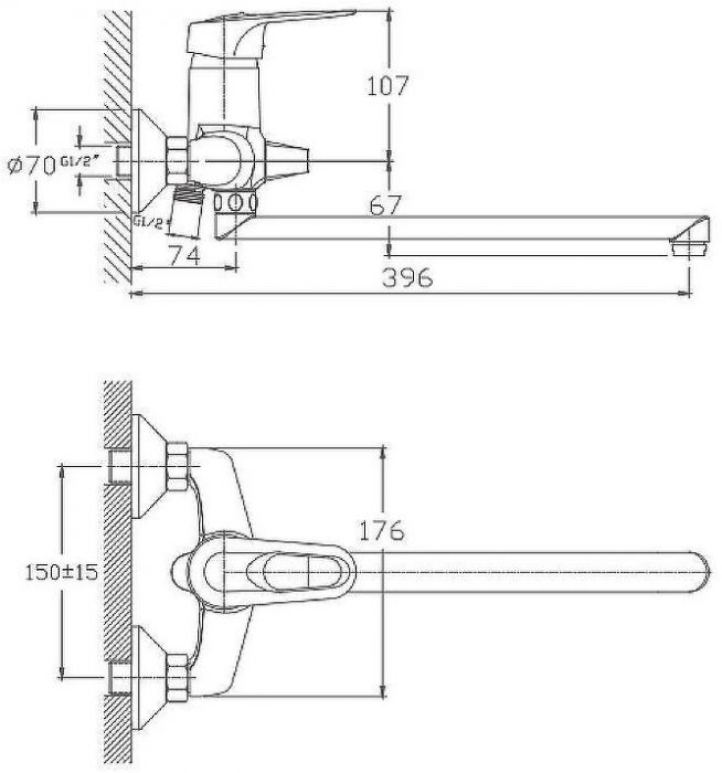 Смеситель для ванны Haiba HB2204 универсальный Хром