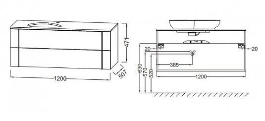 Тумба под раковину 120 см Jacob Delafon Nouvelle Vague EB3041-E73 фактурный дуб Тумба под раковину 120 см Jacob Delafon Nouvelle Vague EB3041-E73 фактурный дуб